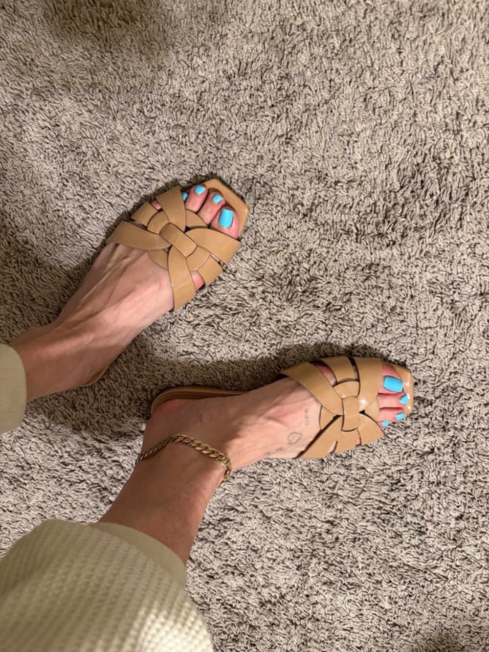 Saint Laurent Women’s Tan Slide Sandals - Picture 6 of 6